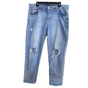 GAP Jeans Distressed Destroyed Denim Light Wash Best Girlfriend Womens 33 Blue